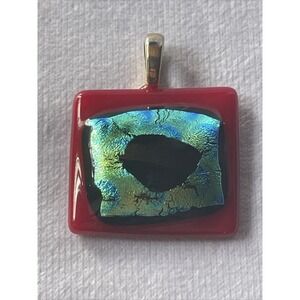 Red & Blue Dichroic Glass Statement Pendant